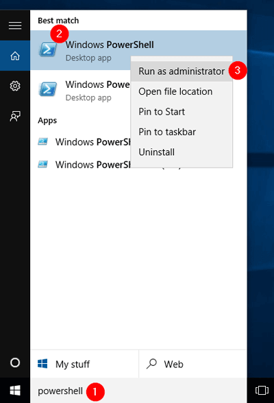 Windows run as administrator. Open Windows POWERSHELL. Open as Administrator Windows. Run script POWERSHELL as Administrator.