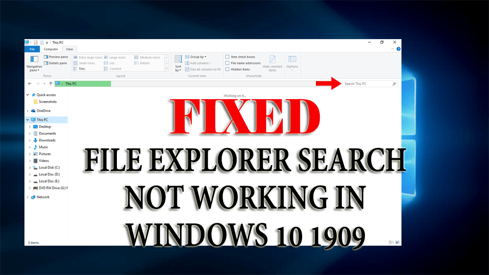 Как исправить неработающий поиск в проводнике в Windows 10 1909