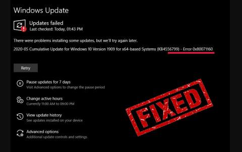 Windows 10 업데이트 오류 0x80071160 수정 – 최고의 수정 사항 및 요령