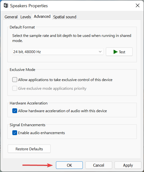 Windows 11'de “Ses/Ses Çatlaklığını” Düzeltin [ADIM ADIM KILAVUZ]