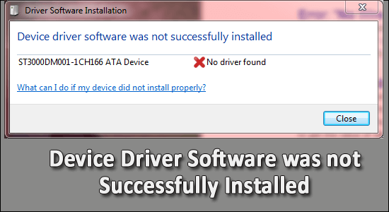 [100% 해결]: 장치 드라이버 소프트웨어가 성공적으로 설치되지 않았습니다.
