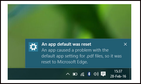 Perbaiki: Kesalahan "Aplikasi Default adalah Reset" di Windows 10