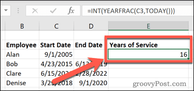 كيفية حساب سنوات الخدمة في Excel