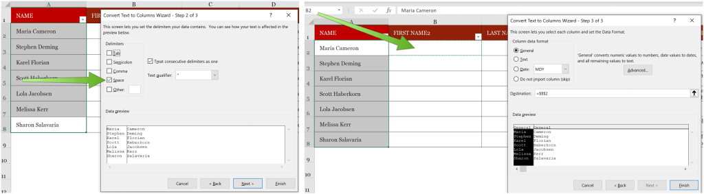 Cum să împărțiți datele Microsoft Excel în mai multe coloane