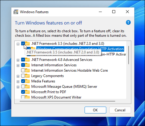 Cách kích hoạt .NET Framework 2.0 và 3.5 trong Windows 11