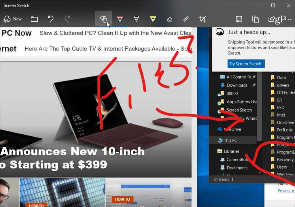Luați și adnotați capturi de ecran cu noul instrument Snip & Sketch pe Windows 10