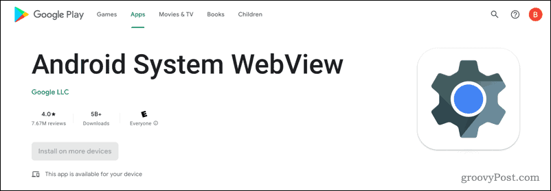 Che cos'è il sistema Android WebView?