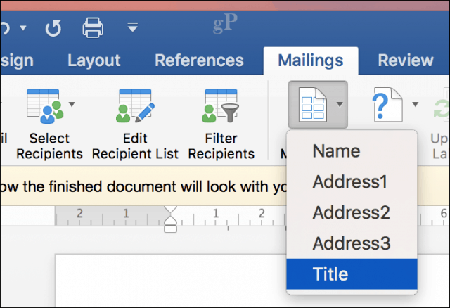 Cách sử dụng kết hợp thư trong Microsoft Word 2016 cho Mac