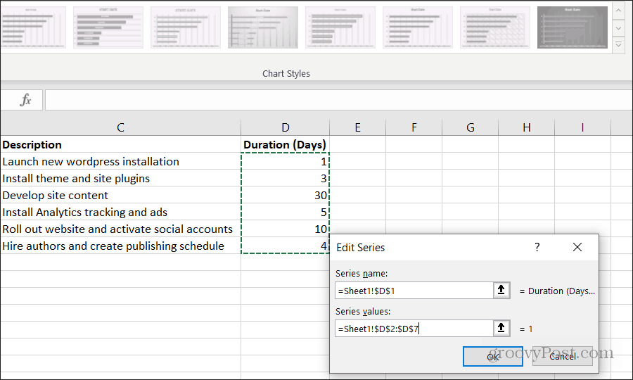 Cách tạo biểu đồ Gantt trong Excel