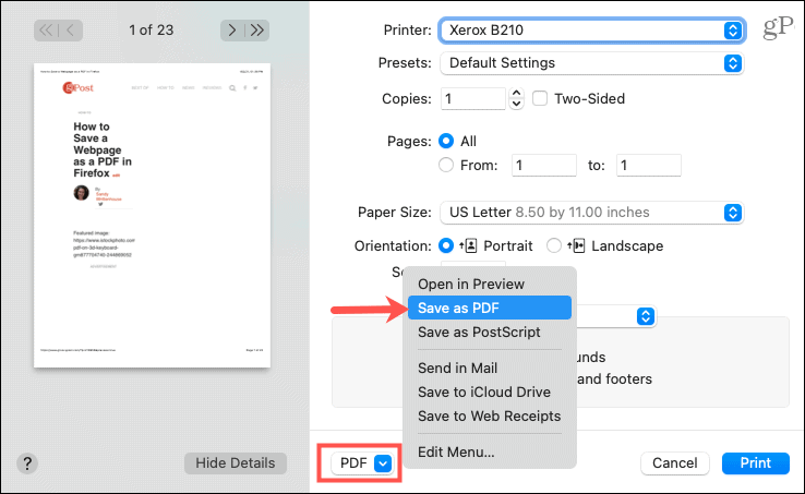 Cum să salvați o pagină web ca PDF în Safari