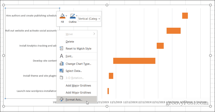 Cách tạo biểu đồ Gantt trong Excel