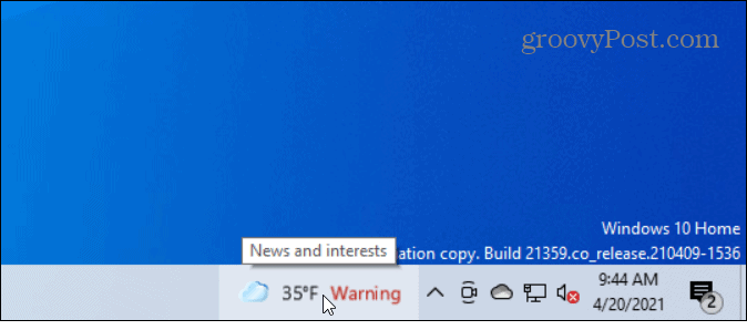 Windows 10 Görev Çubuğunda Haberler ve İlgi Alanları Widget'ı Nasıl Devre Dışı Bırakılır