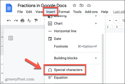 Comment écrire des fractions dans Google Docs