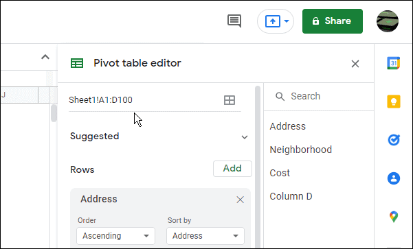 Как обновить сводные таблицы в Google Sheets