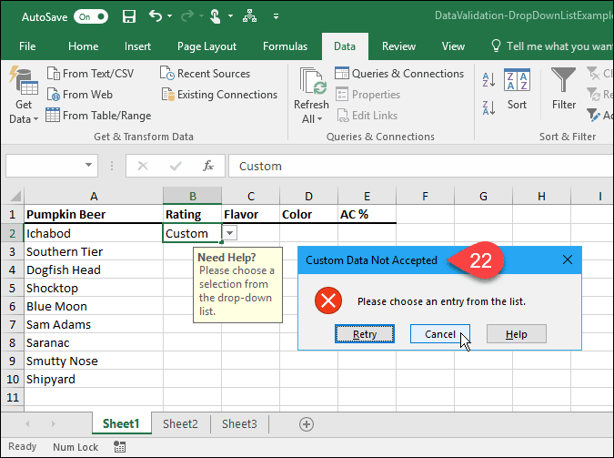 Cum se creează liste drop-down utilizând validarea datelor în Microsoft Excel