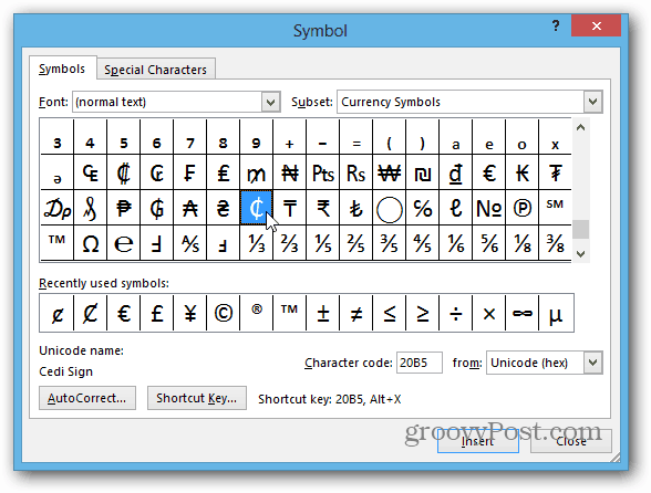 Fügen Sie das Cent-Symbol in Microsoft Word mit einer Tastenkombination ein