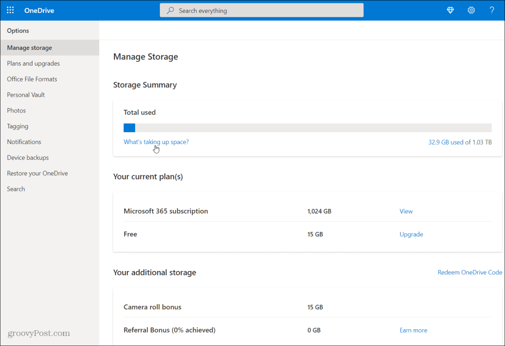 如何檢查 OneDrive 上的存儲空間量