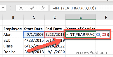 Come calcolare gli anni di servizio in Excel