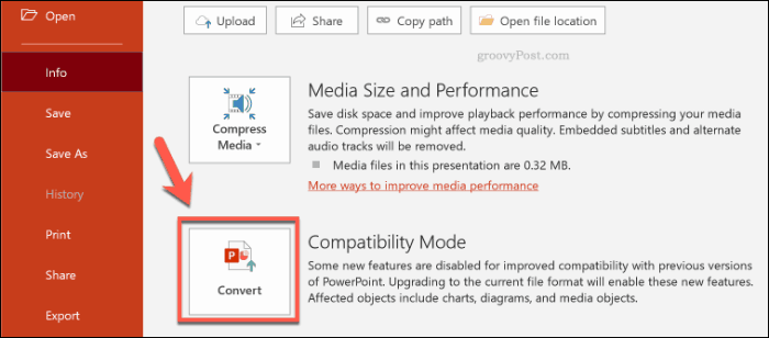 วิธีลดขนาดไฟล์ของงานนำเสนอ PowerPoint