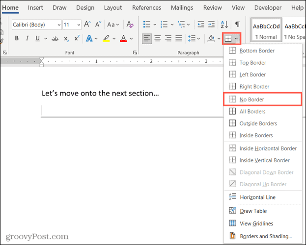 Microsoft Word で水平線を削除する方法