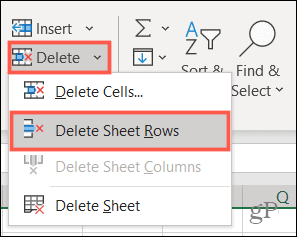 Microsoft Excel에서 빈 행을 찾고 삭제하는 방법