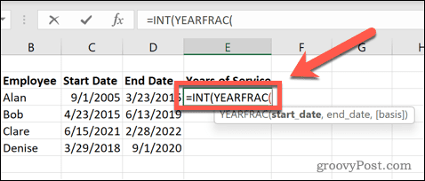 Come calcolare gli anni di servizio in Excel