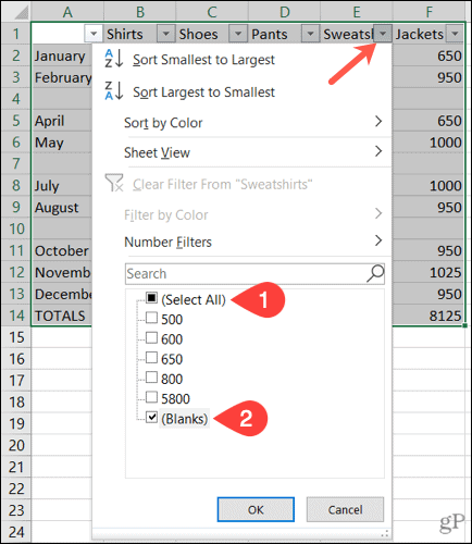 Microsoft Excel で空白行を見つけて削除する方法