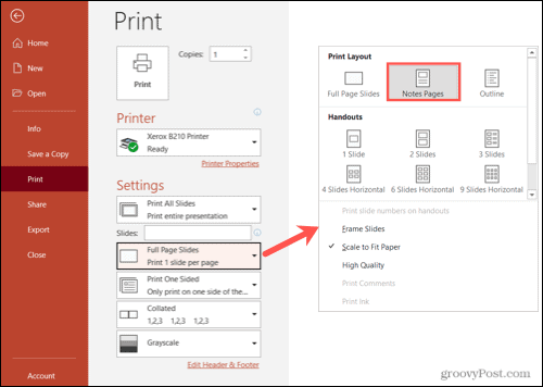 Cách in bản trình chiếu PowerPoint có và không có ghi chú