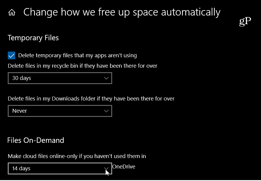 Maak automatisch OneDrive-bestanden on-demand alleen online in Windows 10