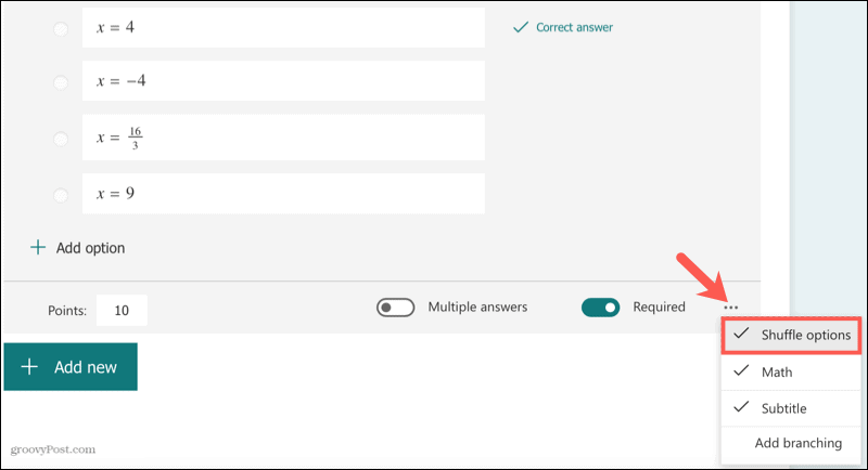 Een wiskundequiz maken in Microsoft Forms