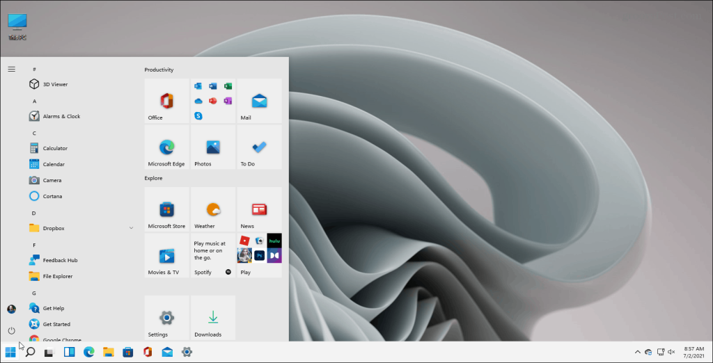 Khôi phục Menu Start của Windows 10 cổ điển với Live Tiles trên Windows 11