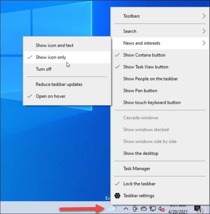 Hoe de nieuws- en interessewidget op de Windows 10-taakbalk uit te schakelen