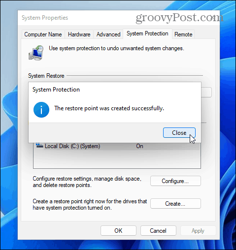 كيفية إنشاء نقطة استعادة على Windows 11