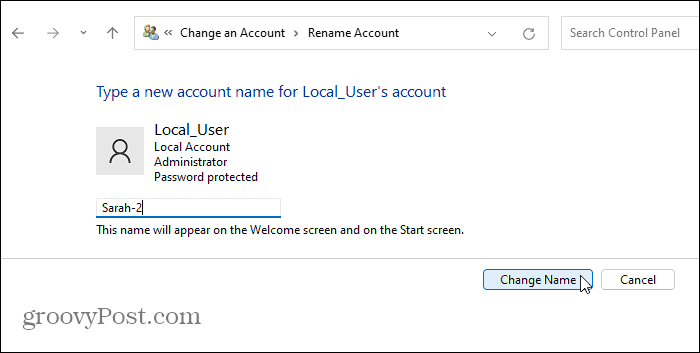 Come modificare il nome dell'account su Windows 11