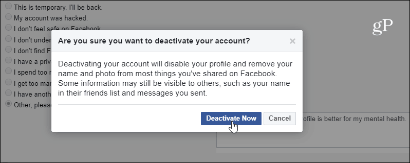 Hoe u uw Facebook-account kunt deactiveren, maar Facebook Messenger kunt behouden?