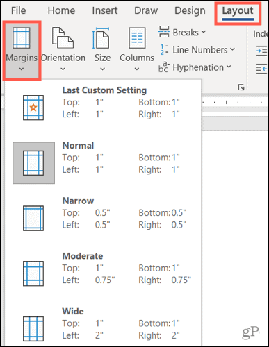 如何更改 Microsoft Word 中的邊距