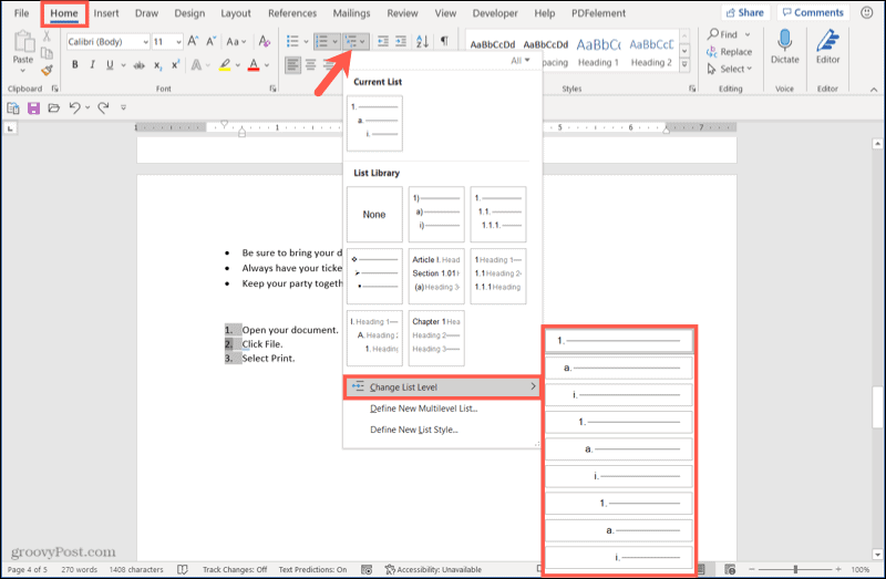 如何在 Microsoft Word 中調整項目符號或編號列表縮進