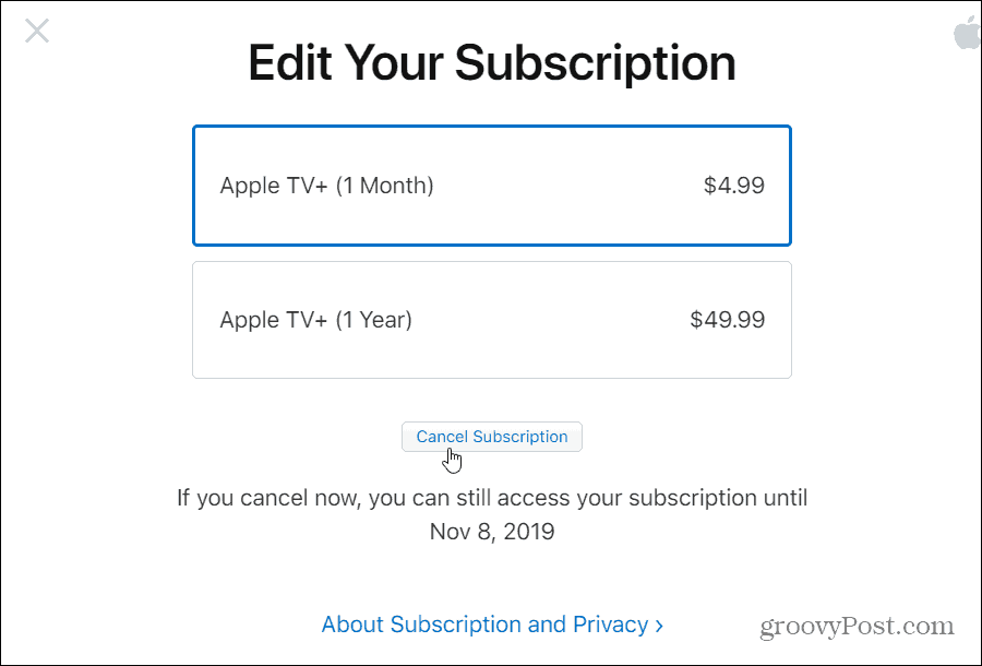 如何取消您的 Apple TV+ 訂閱