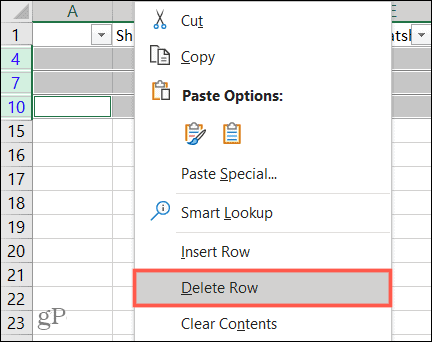 Cách tìm và xóa hàng trống trong Microsoft Excel