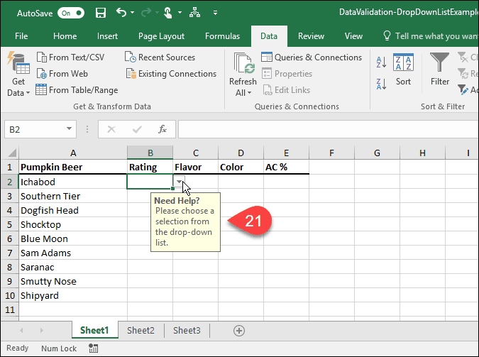 Cum se creează liste drop-down utilizând validarea datelor în Microsoft Excel