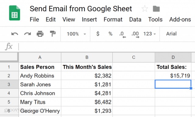 Utilizați Foi de calcul Google pentru a trimite un e-mail pe baza valorii celulei