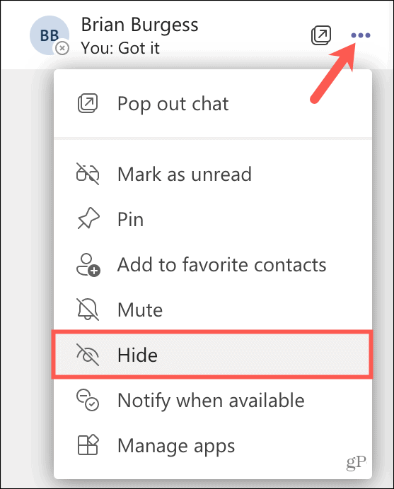 Come eliminare o nascondere una chat in Microsoft Teams