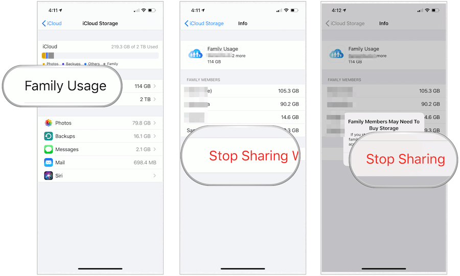 iCloud Storage 공유: 가족 구성원이 되는 혜택