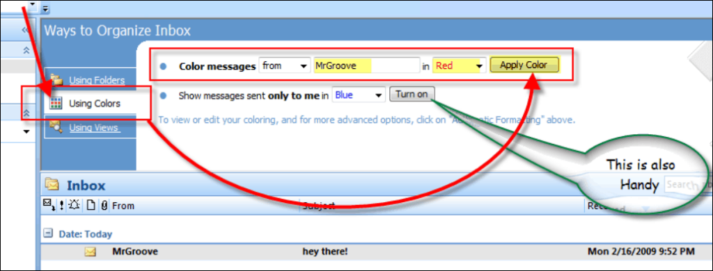 Zorganizuj swoją skrzynkę odbiorczą Microsoft Outlook za pomocą koloru