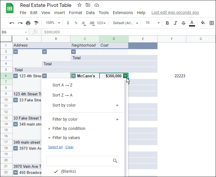 Draaitabellen vernieuwen in Google Spreadsheets