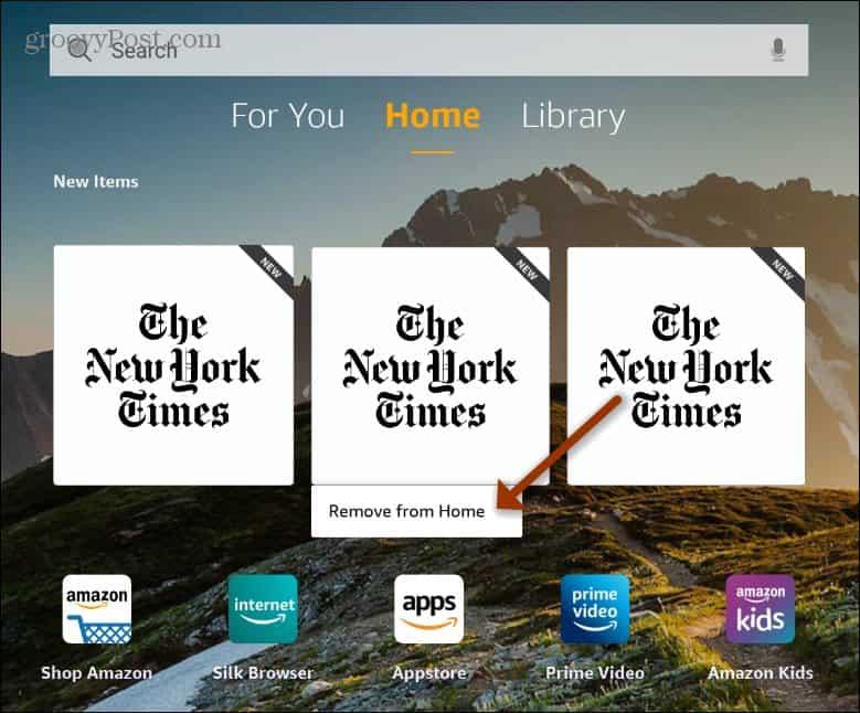 Items verwijderen van het Kindle Fire-startscherm