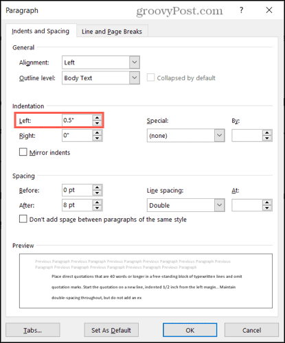 如何在 Microsoft Word 中插入塊引用