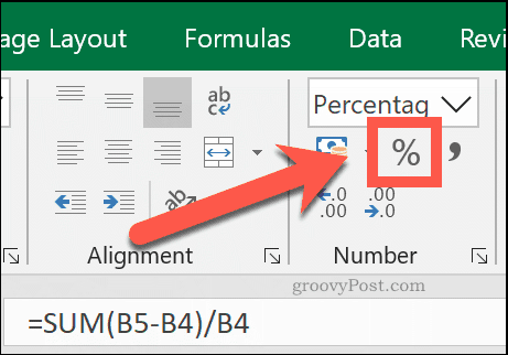 Cum se calculează creșterea sau scăderea procentuală în Excel