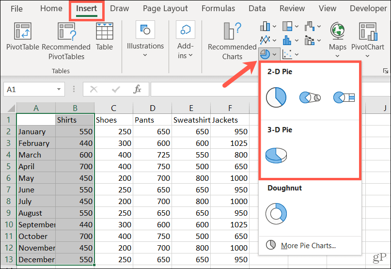 Hoe maak je een cirkeldiagram in Microsoft Excel