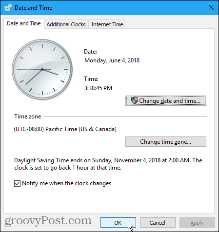 So synchronisieren Sie die Uhr in Windows 10 mit Internet- oder Atomzeit